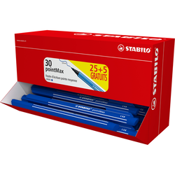 PROBox x 30 stylos-feutres STABILO pointMax "25+5 GRATUITS" - bleu