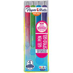 POCHETTE 4 STYLOS PAPERMATE INKJOY GEL POINTE 0.7MM COLORIS FUNS