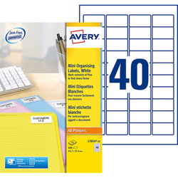 BOITE 4000 MINI-ETIQUETTES BLANCHES LASER 45.7X25.4MM PAPIER VELIN 145G REFERENCE AVERY L7654