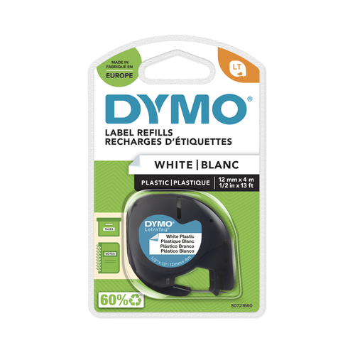 Ruban plastique Dymo pour titreuse Letratag plus coloris blanc