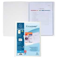 PROTEGE-DOCUMENT 40 VUES A4 PERSONNALISABLE KREACOVER BLANC POLYPROPYLENE OPAQUE