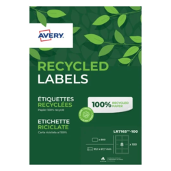 800 ETIQUETTES EXPEDITION RECYCLEES BLANCHES 99,1 X 67,7 MM LASER (LR7165-100) AVERY