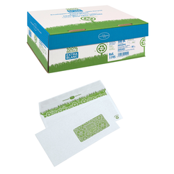 BOITE 500 ENVELOPPES GAMME RECYCLEE EXTRA BLANC 100% 80G FORMAT DL 110X220MM A FENETRE 45X100MM RECYCLE AUTOADHESIVE BLANC