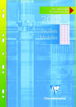 PAQUET 200 FEUILLETS MOBILES CLAIREFONTAINE A4 PERFORES SEYES 90G