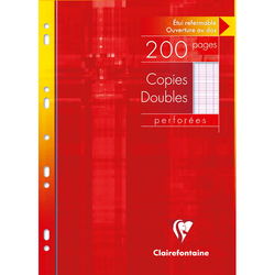PAQUET 200 COPIES DOUBLES PERFOREES CLAIREFONTAINE A4 SEYES 90G