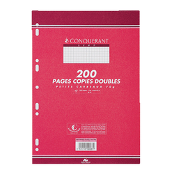 PAQUET 200 COPIES DOUBLES NON-PERFOREES CONQUERANT A4 QUADRILLE 5X5MM