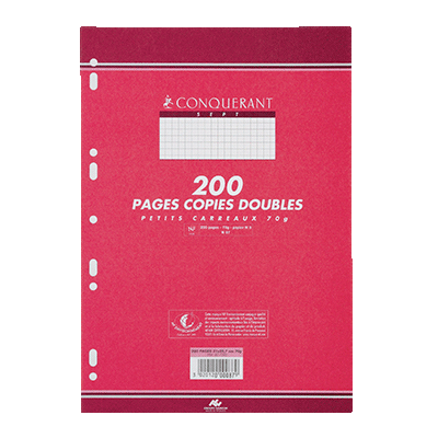 Copies doubles Blanc A4 Perforé Petits carreaux 200 pages