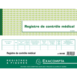 REGISTRE CONTROLE MEDICAL FORMAT 24X32CM 60 PAGES REFERENCE 6618E