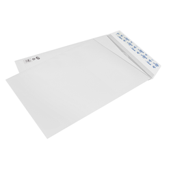 BOITE 250 POCHETTES BLANCHES GAMME SUPERIEURE 90G FORMAT 24 260X330 AUTOADHESIVE VELIN  BLANC