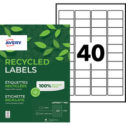 BOITE 4000 ETIQUETTES AVERY BLANCHES LASER RECYCLEES 45,7 x 25,4 MM - LR7654-100