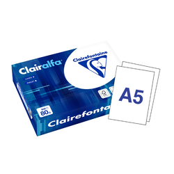 RAMETTE 500 FEUILLES CLAIREFONTAINE CLAIRALFA A5 80G BLANC 2896