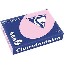 RAMETTE 500 FEUILLES CLAIREFONTAINE TROPHEE PASTEL A3 80G ROSE 1888