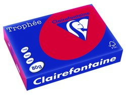 RAMETTE 500 FEUILLES CLAIREFONTAINE TROPHEE INTENSE A4 80G ROUGE GROSEILLE 1782