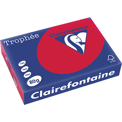 RAMETTE 250 FEUILLES CLAIREFONTAINE TROPHEE INTENSE A4 160G ROUGE GROSEILLE 1016