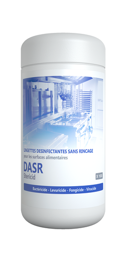 DASR - Paquet de 100 lingettes désinfectantes sans rinçage