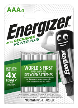 BLISTER 4 PILES HR03 RECHARGEABLES AAA ENERGIZER