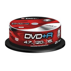 PACK 25 DVD+R 4.7GO 16X  EMTEC REFERENCE ECOVPR472516CB