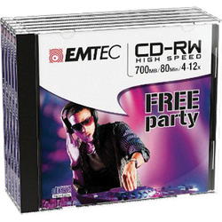 PACK 5 CD-RW 80 MN 700MO 10X EMTEC REFERENCE ECOCRW80512