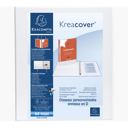 CLASSEUR PERSONNALISABLE KREACOVER 4 ANNEAUX A4+ DOS 50MM BLANC