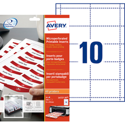 POCHETTE 200 INSERTS BADGES IMPRIMABLES AVERY 54X90MM