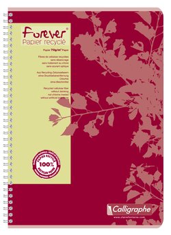 CAHIER RELIURE INTEGRALE RECYCLE CLAIREFONTAINE FOREVER A4 QUADRILLE 5X5MM 100 PAGES 70G
