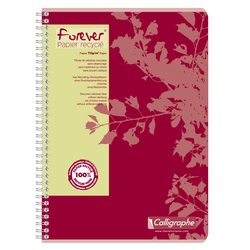 CAHIER RELIURE INTEGRALE RECYCLE CLAIREFONTAINE FOREVER A4 QUADRILLE 5X5MM 180 PAGES 70G