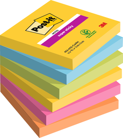 LOT 6 POST-IT SUPER STICKY 76X76MM COLLECTION CARNAVAL