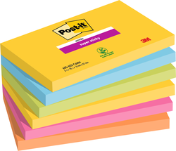 LOT 6 BLOCS POST-IT SUPER STICKY 76X127MM COLLECTION CARNAVAL