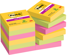 LOT 12 POST-IT NOTES SUPER STICKY 47.6X47.6MM COLLECTION RIO