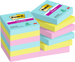LOT 12 BLOCS POST-IT SUPER STICKY 47.6 X 47.6MM COLLECTION COSMIC