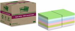 Post-it Super Sticky Notes entièrement recyclées, 12 Blocs, 70 Feuilles par Bloc, 76 mm x 76 mm